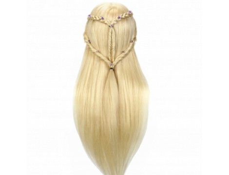 Προπονητική κεφαλή Iza 60 cm ξανθό, θερμικά μαλλιά + χερούλι, κεφαλή κομμωτηρίου - 5