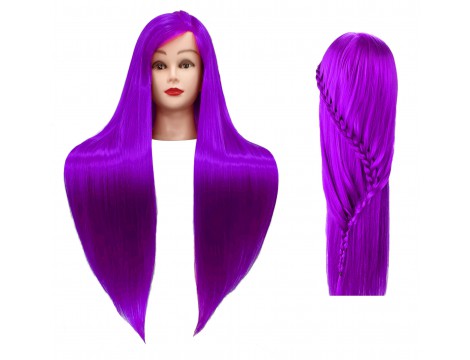 Κεφαλή προπόνησης Ilsa Purple 90 cm, συνθετικά μαλλιά  + λαβή, κεφαλή χτενίσματος κομμωτηρίου, αντίγραφο κεφαλής άσκησης - 2