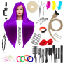 Κεφαλή προπόνησης Ilsa Purple 90 cm, συνθετικά μαλλιά  + λαβή, κεφαλή χτενίσματος κομμωτηρίου, αντίγραφο κεφαλής άσκησης