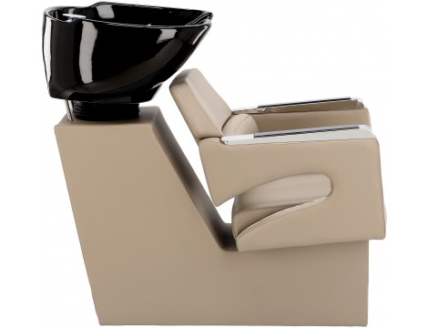 Gaja Γκρι σετ γκρι πλυντήριο μαλλιών με μαύρο κεραμικό μπολ και 2x υδραυλική καρέκλα κομμωτηρίου με ποδιά για κομμωτήριο βρύση, ντους - 4