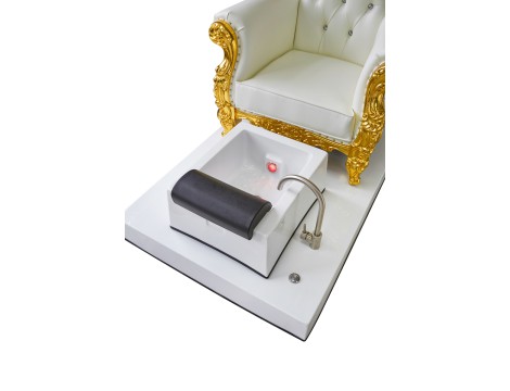 Κλασικό καρέκλα καλλυντικών με μασάζ για πεντικιούρ ποδιών σε ινστιτούτα σπα λευκός - 4
