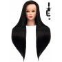 Εκπαιδευτικό κεφάλι Iza 60cm black, θερμικά μαλλιά + βάση +αξεσουάρ κομμωτηρίου κεφάλι  για τα χτενίσματα