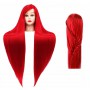 Εκπαιδευτικό κεφάλι Iza 90cm red , θερμικά μαλλιά + βάση +αξεσουάρ κομμωτηρίου κεφάλι  για τα χτενίσματα