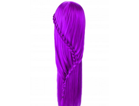 Εκπαιδευτικό κεφάλι Iza 60 cm purple , θερμικά μαλλιά  + βάση +αξεσουάρ κομμωτηρίου κεφάλι  για τα χτενίσματα - 3