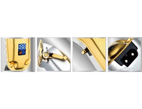 Ατσάλινη Ξυριστική Μηχανή Μαλλιά Μούσια Σώμα Χρυσή  LCD - 3